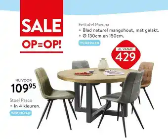 Profijt Meubel Eettafel Pavona Of Stoel Pasco aanbieding