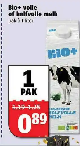 Poiesz Bio+ Volle Of Halfvolle Melk aanbieding