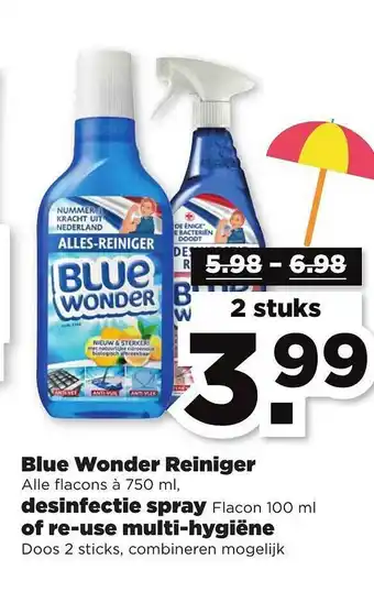 PLUS Blue wonder reiniger desinfectie spray of re-use multi-hygiëne aanbieding