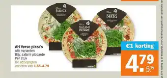 Albert Heijn AH verse pizza's €1 korting aanbieding