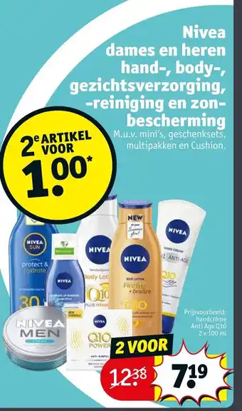 Kruidvat Nivea dames en heren hand-, body-, gezichtsverzorging, -reiniging en zon-bescherming aanbieding