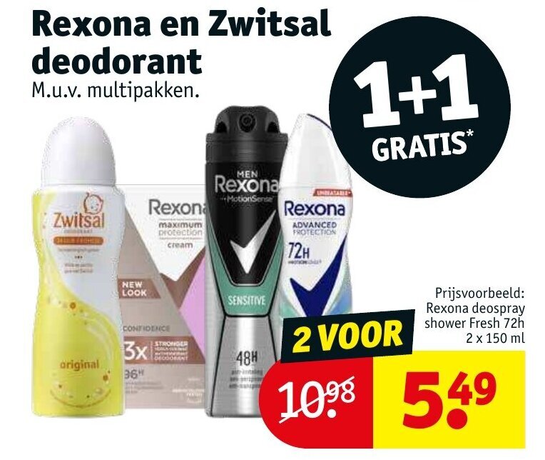 Rexona en zwitsal deodorant aanbieding bij Kruidvat