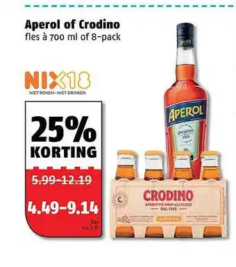 Poiesz Aperol Of Crodino 25% Korting aanbieding