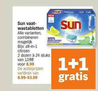 Albert Heijn Sun Vaatwastabletten 1+1 Gratis aanbieding