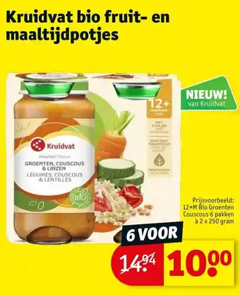 Kruidvat Kruidvat bio fruit- en maaltijdpotjes aanbieding