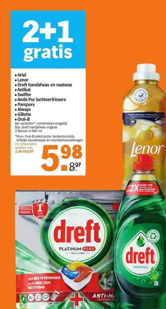 Albert Heijn Ariel, Lenor, Dreft Handafwas En Vaatwas, Antikal, Swiffer, Ambi Pur Luchtverfrissers, Pampers, Always, Gillette Of Oral-B 2+ aanbieding