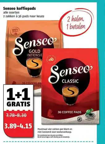 Poiesz Senseo Koffiepads 1+1 Gratis aanbieding
