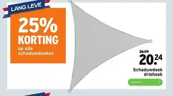 GAMMA Schaduwdoek Driehoek 25% Korting aanbieding