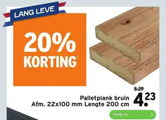 GAMMA Palletplank Bruin Afm. 22x100 Mm Lengte 200 Cm 20% Korting aanbieding