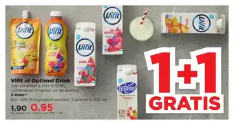 PLUS Vifit Of Optimel Drink 1+1 Gratis aanbieding