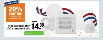 GAMMA Inbouwventilator 100 Standaard Wit 20% Korting aanbieding