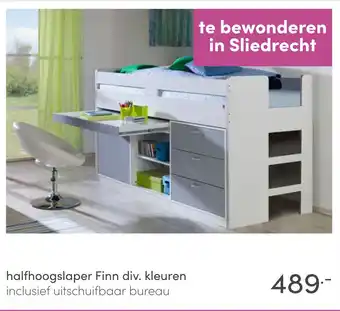 Baby & Tiener halfhoogslaper Finn div. kleuren inclusief uitschuifbaar bureau aanbieding