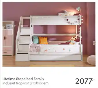 Baby & Tiener Lifetime Stapelbed Family inclusief trapkast & rolbodem aanbieding