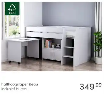 Baby & Tiener halfhoogslaper Beau inclusief bureau aanbieding