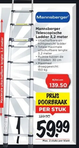 Yakimz Telescopische ladder, aluminium, uittrekbaar, multifunctionele ladder, aluminium ladder, telescopisch, belastbaar tot 150 kg, uittrekbare ladder, inklapbare trapladder voor tuin, binnen en