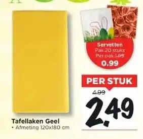 Vomar Voordeelmarkt Tafellaken geel afmeting 120x180 cm aanbieding