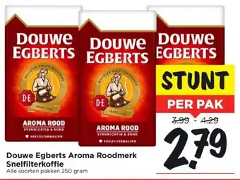 Vomar Voordeelmarkt Douwe egberts aroma roodmerk snelfilterkoffie aanbieding