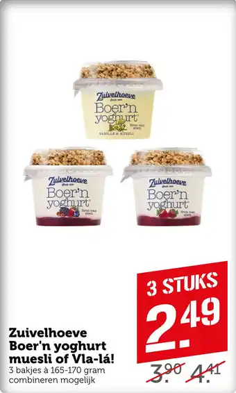 Coop Zuivelhoeve Boer'n yoghurt muesli of Vla-lá! aanbieding