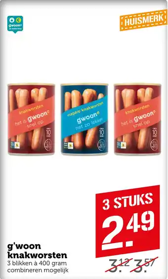 Coop g'woon knakworsten aanbieding