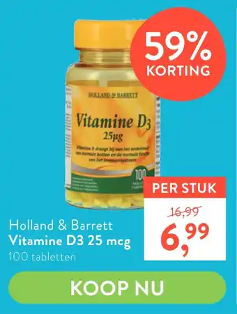 Holland & Barrett Holland & Barrett Vitamine D3 25 mcg aanbieding