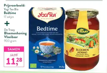 Holland & Barrett Yogi Tea Bio Bedtime + De Traay Bloemenhoning Vloeibaar aanbieding