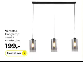 Lampidee Ventotto - Hanglamp 3 lichts zwart / smoke glas aanbieding