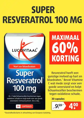 Lucovitaal Super Resveratrol 100mg aanbieding