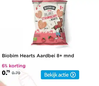 Plein.nl Biobim Hearts Aardbei 8+ mnd 20 g aanbieding