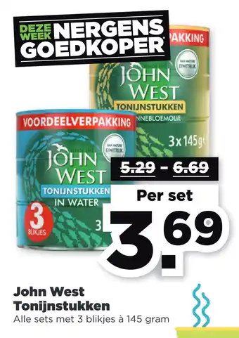 PLUS John West Tonijnstukken aanbieding