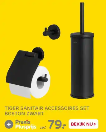 Praxis Tiger sanitair accessoires set boston zwwart aanbieding