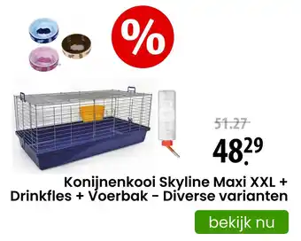 Zooplus Konijnenkooi Skyline Maxi XXL + Drinkfles + Voerbak - Diverse varianten aanbieding