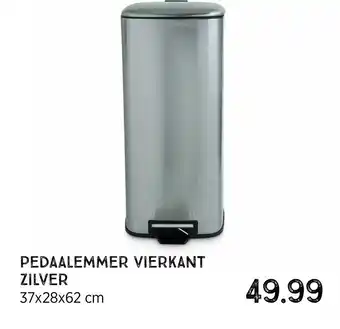 Xenos Pedaalemmer Vierkant Zilver aanbieding