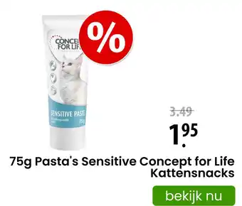 Zooplus Pasta's Sensitive Concept for Life Kattensnacks aanbieding