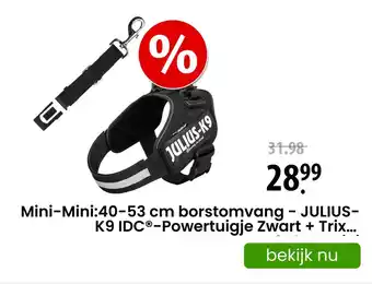 Zooplus borstomvang - JULIUS- Powertuigje Zwart aanbieding