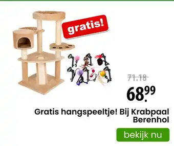 Zooplus Gratis hangspeeltje! Bij Krabpaal Berenhol aanbieding