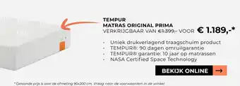 Slaapboulevard Kwakernaat TEMPUR MATRAS ORIGINAL PRIMA aanbieding