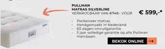 Slaapboulevard Kwakernaat PULLMAN MATRAS SILVERLINE aanbieding