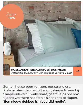 Slaapboulevard Kwakernaat HOESLAKEN PERCALKATOEN DOMMELIN aanbieding