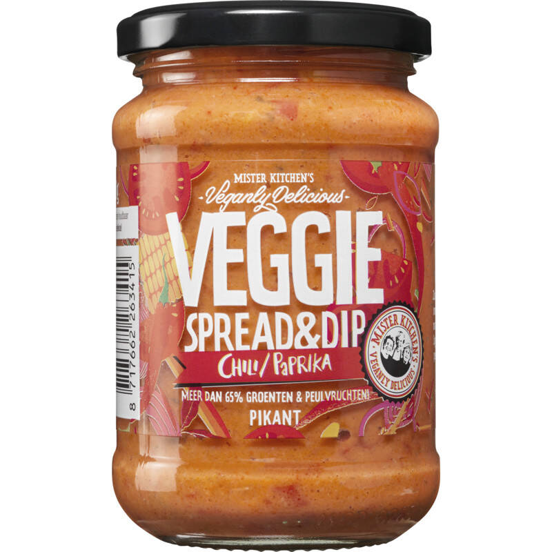 Mister kitchen's veggie spread & dip chili paprika aanbieding bij