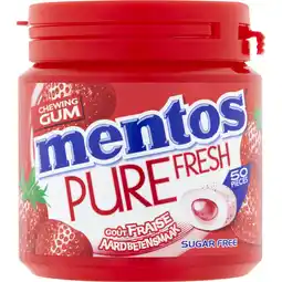 Albert Heijn Mentos gum pure fresh strawberry gum sugarfree aanbieding