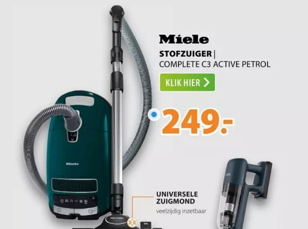 Miele stofzuiger complete c3 active petrol aanbieding bij Expert
