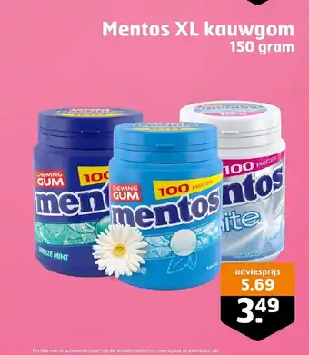 Trekpleister Mentos XL kauwgom 150 gram aanbieding