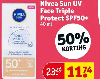 Kruidvat Nivea sun uv face triple protect spf50+ aanbieding