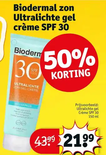 Kruidvat Biodermal zon ultralichte gel crème spf 30 aanbieding