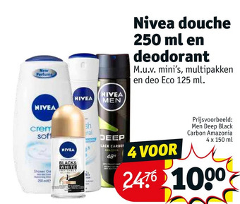Kruidvat Nivea douche 250 ml en deodorant aanbieding