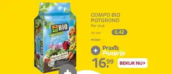 Praxis Compo bio potgrond 40 liter aanbieding