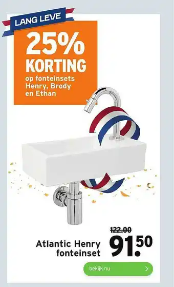 GAMMA Atlantic Henry Fonteinset 25% Korting aanbieding