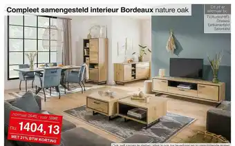 Woonsquare Compleet Samengesteld Interieur Bordeaux Nature Oak TV-Audio-Hifi-Dressoir, Eetkamertafel Of Salontafel aanbieding