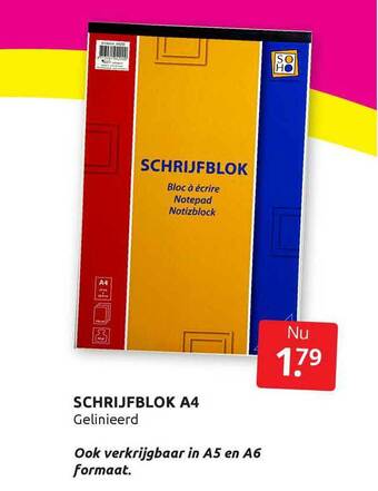 Boekenvoordeel Schrijfblok A4 aanbieding