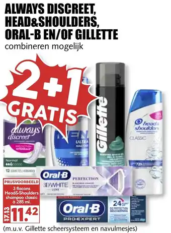 MCD Supermarkt Always discreet. head&shoulders, oral-b en/of gillette 285ml aanbieding